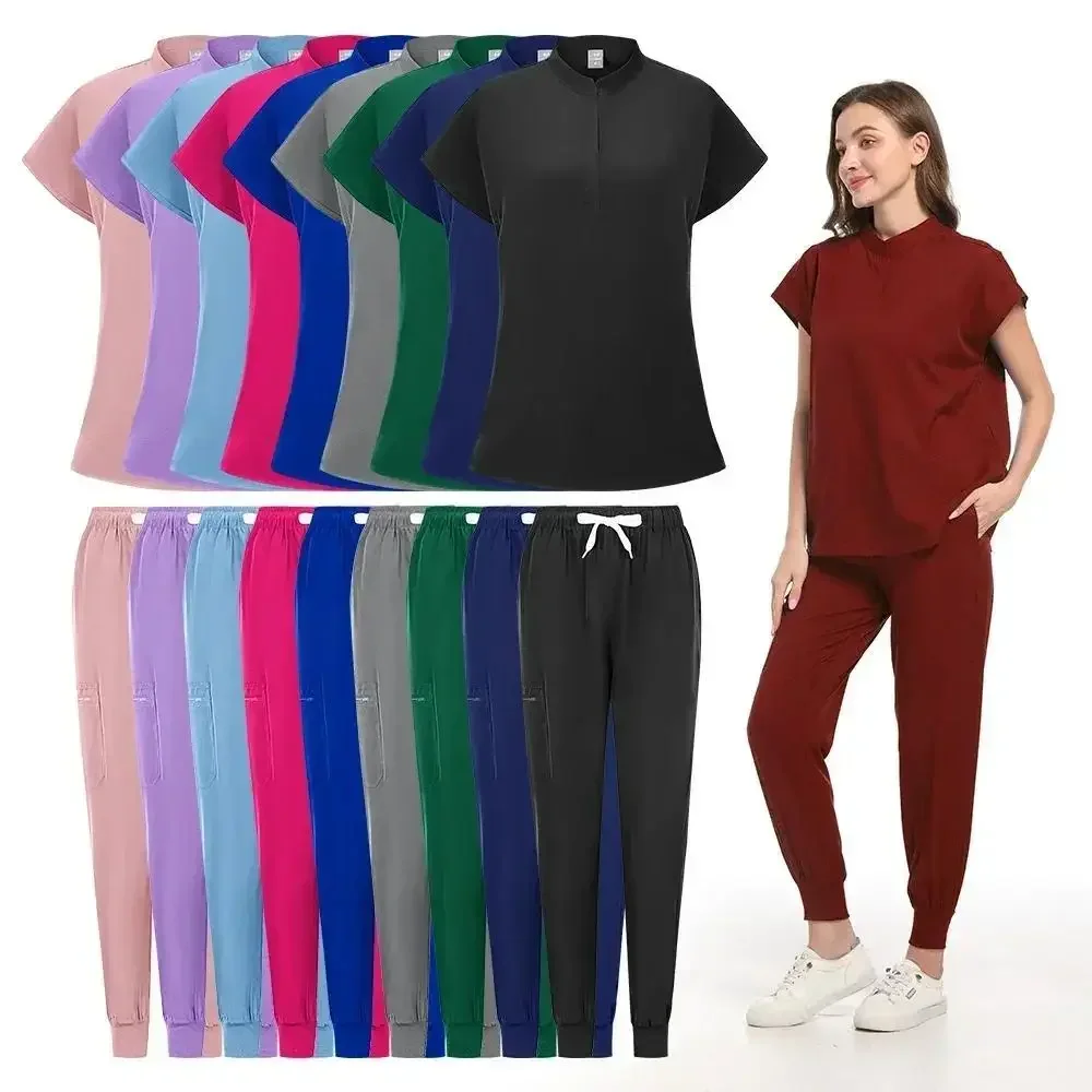 Women Scrubs Sets Polychrome Uniform Hospital Working Scrub Suits Nurse Suit Lab Workwear