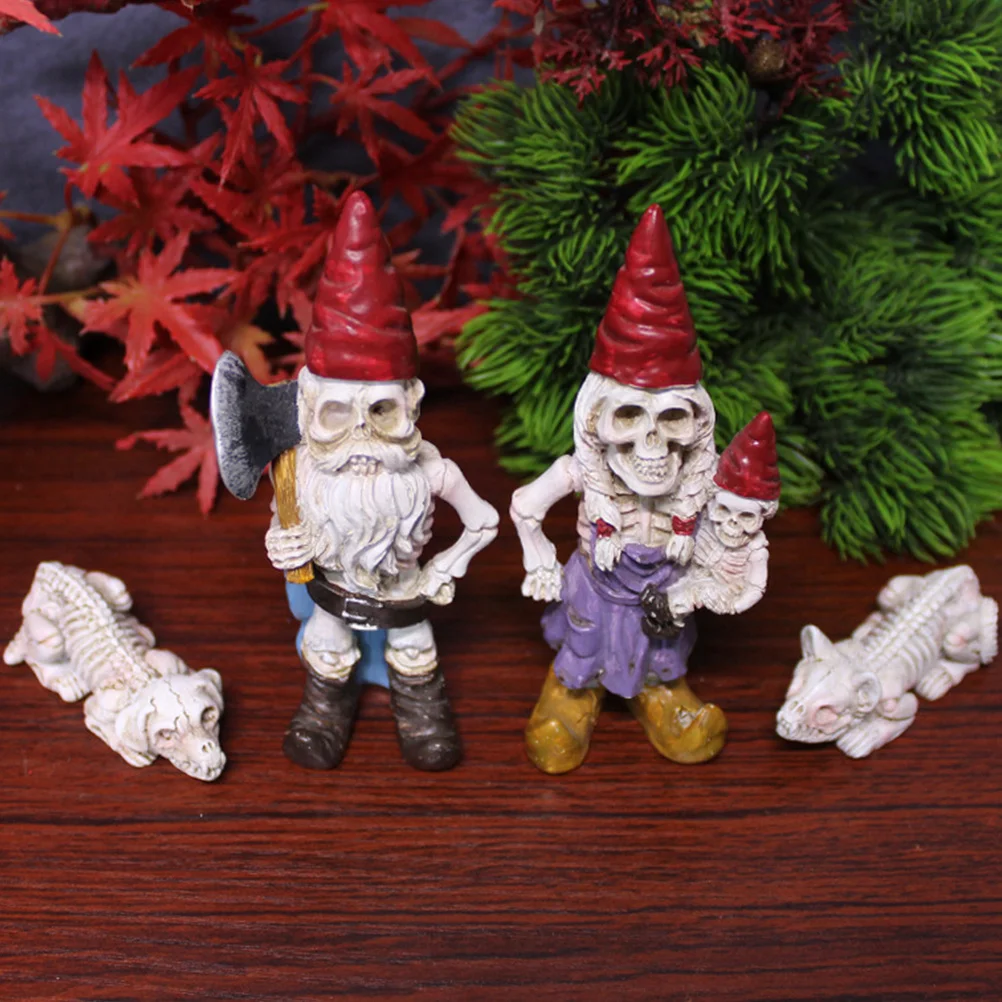 2pcs Gnome Statue Resin Halloween Decoration Garden Gnomes Outdoor Small For Lawn Yard Party Decorations