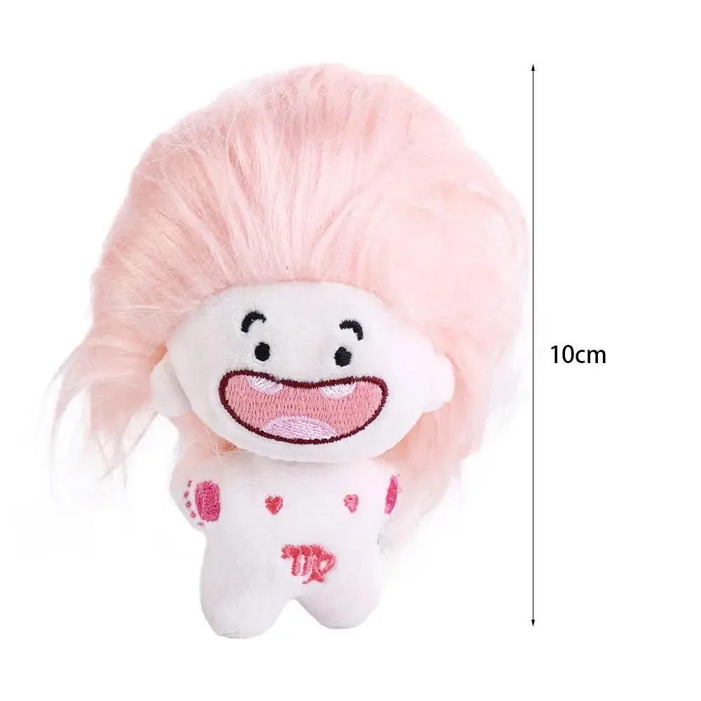 Engraçado Desdentado Algodão Plush Boneca, 12 Constelações Chaveiro, Penteado DIY Brinquedos para o Bebê, Dentes Boneca