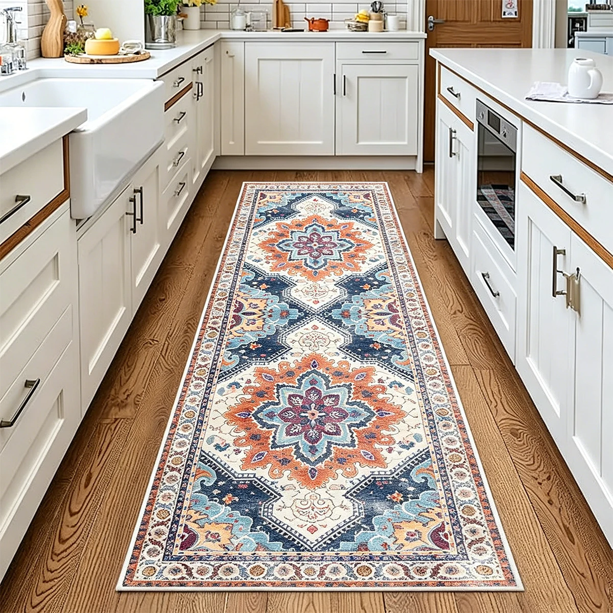 Corridor Carpet Hallway Long Runner Rug Machine Washable Non-Slip Floor Mat Bedside Mats Vintage Persian Pattern Home Decor Rugs