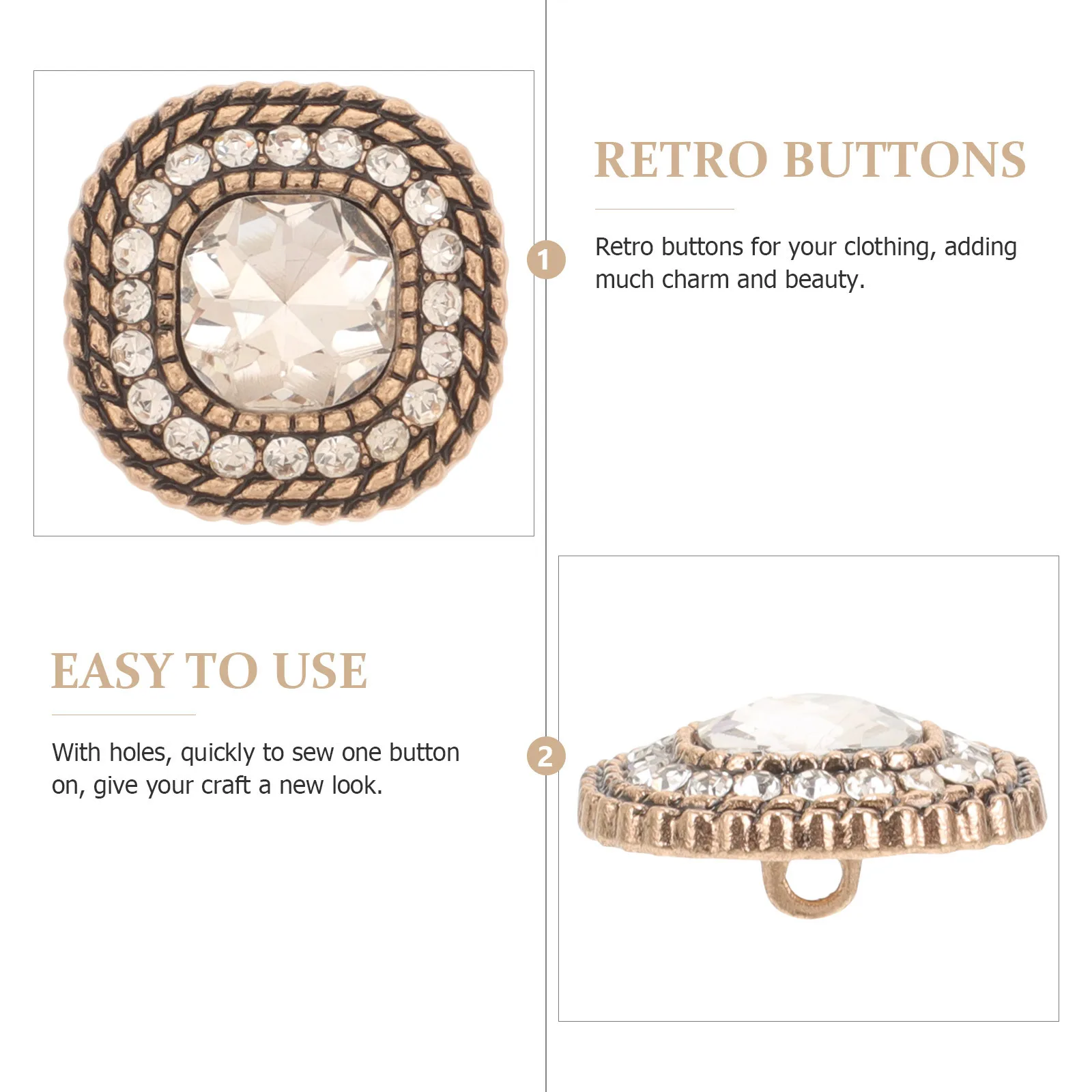 

10pcs Metal Buttons Retro Decorative Sew-On Buckles For Clothing Diy Craft Suit Coat Vintage Alloy Fasteners Button Pack