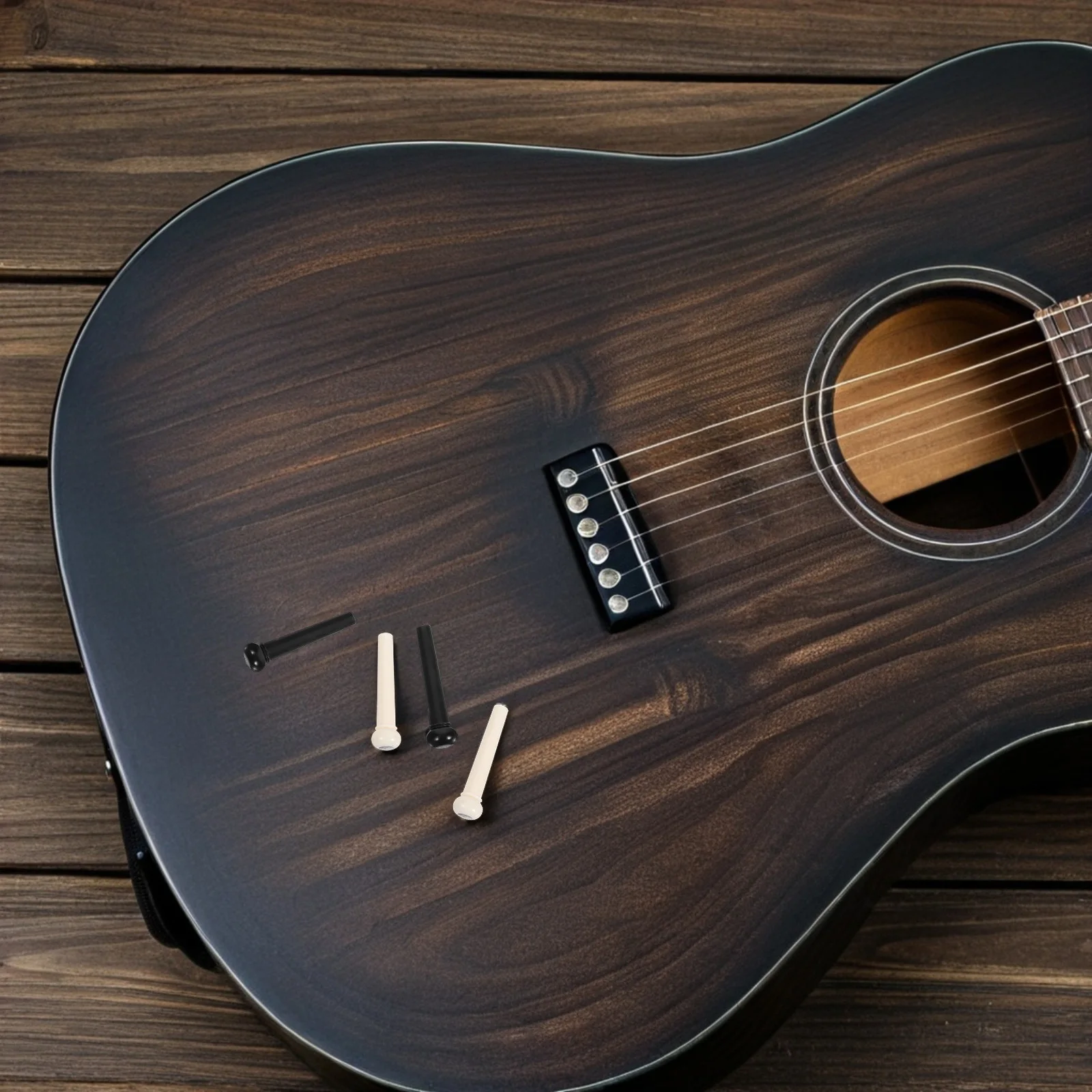 

12Pcs Acoustic Guitar Bridge Pins Set Secure Stable String Fixing Pegs Replacement Parts Practical Guitar Supplies