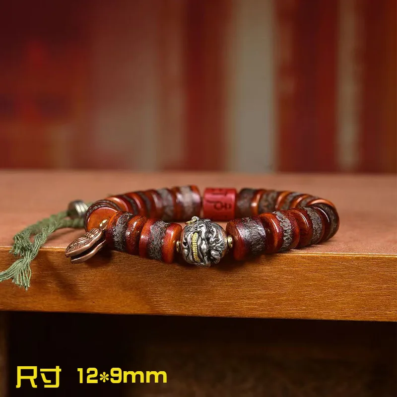 Backflow Old Materials Yak Bone Beads Single-Wrap Bracelet Tibetan Crafts Malachite Agate Accessories Rosary