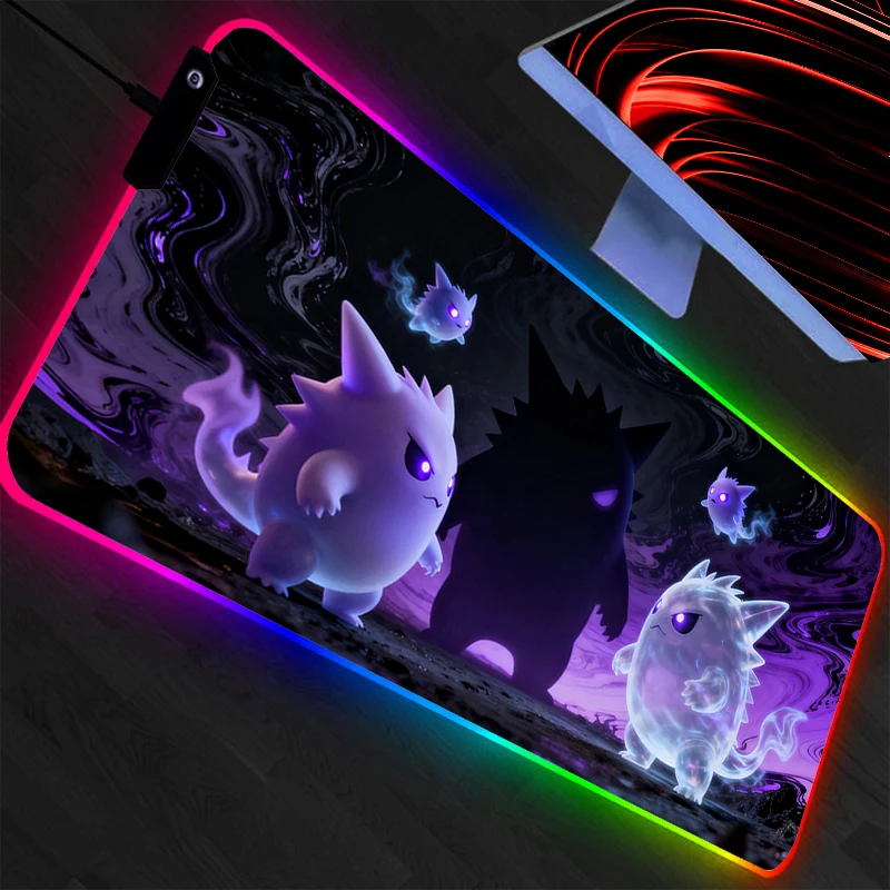 LED Pokemon Pikachu Mouse Pad Backlight Gaming Accessories PC Computer Keyboard Gamer RGB Desk Mat Alfombrilla Xxl Mousepad