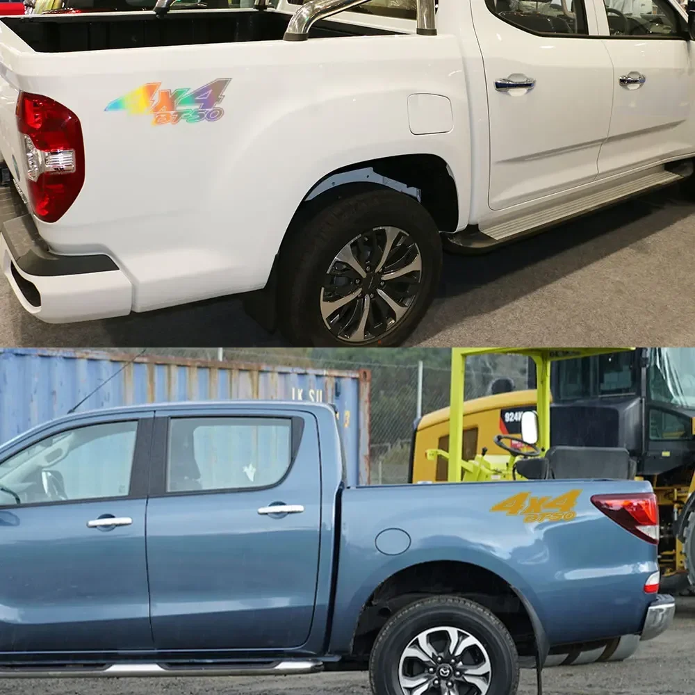 ملصق جانبي للسرير الخلفي ، ملحقات ضبط السيارات ، رسومات شاحنة ، 4x4 ، ديكور فينيل للسيارة ، غطاء شارات لمازدا BT50 BT 50 ، 2
