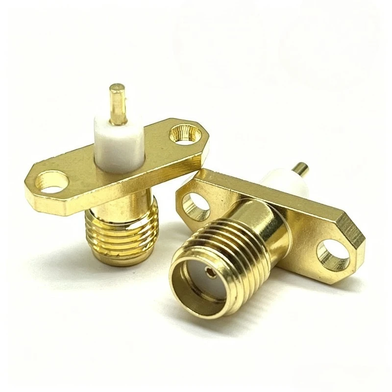 SMA Female 2 Hole Flange Connector Panel Mount RF Coaxial Jack Solder Type 50 Ohm for Chassis