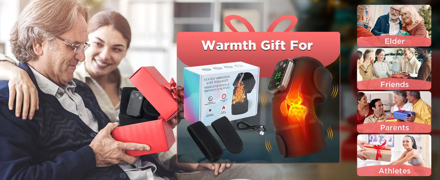 Heated Vibrating Knee Pads for Joint Far-infrared Knee,Shoulder & Elbow Pad 3 in 1 Brace Hot Compress USB Charging Warmer Strap