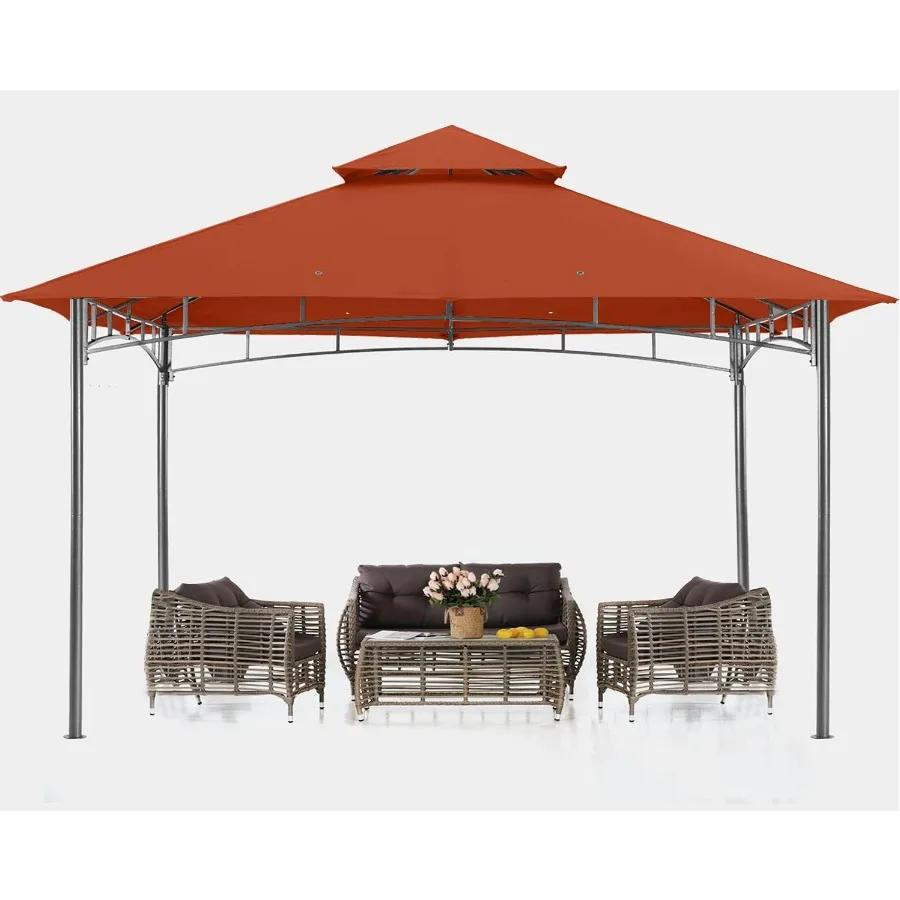 

10x10 уличная беседка со стальным каркасом для патио, лужайки, заднего двора, сада и террасы, прочный ржаво-красный дизайн с устойчивым к атмосферным воздействиям конструкцией