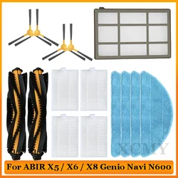 ABIR X5 X6 X8 Genio Navi N600 로봇 진공 청소기 교체 부품, 3 암 메인 사이드 브러시 헤파 필터 예비 부품