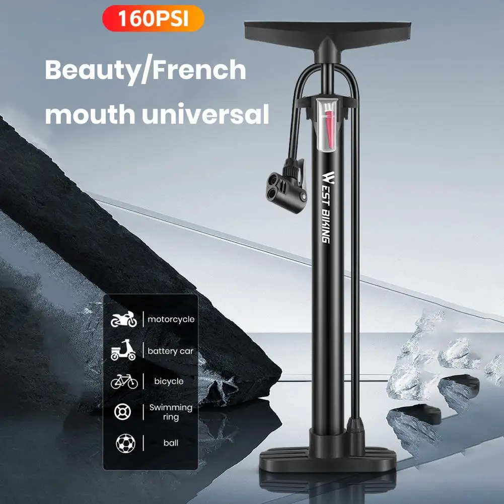 Universal Air Nozzle American/french Air Nozzle High Pressure Bicycle Air Pump with Ergonomic T-shape Handle Portable for Mtb