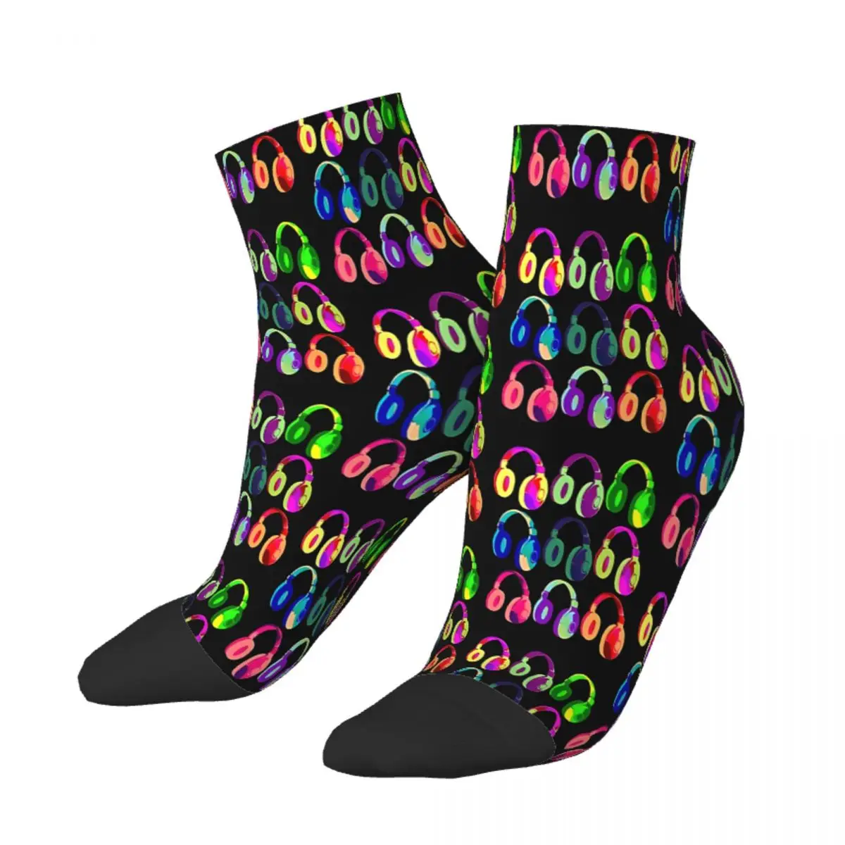 EDM DJ Headphone Rave Pop Art Ankle Socks Male Mens Women Summer Stockings Hip Hop