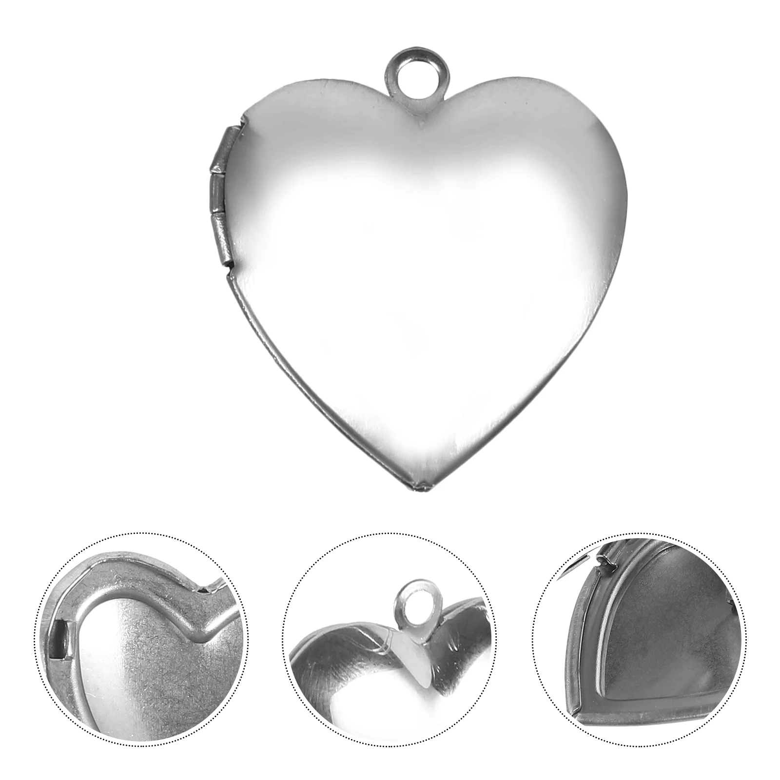 Necklaces Love Photo Box Pendant Stainless Steel Heart Locket Charm Picture Heart-shape Silver Heart-shaped Lovers