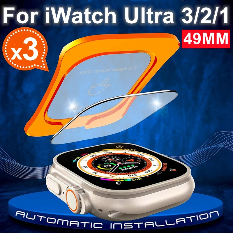 Apple Watch Ultra 1/2/3 49mm용 화면 보호기 1-3개 iWatch Ultra2 Ultra3용 강화 유리 정렬 필름 설치가 용이함