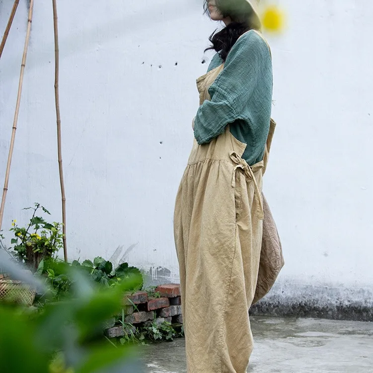 

Beibei pants cotton and linen sand wash ultra loose literary casual overalls fashion casual versatile simple temperament elegant