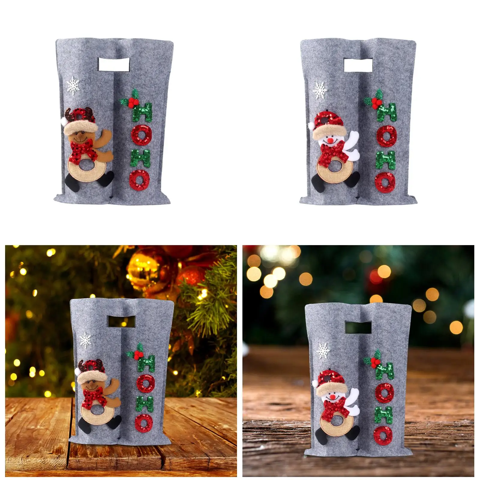 Christmas Wine Bottle Bag Holds 2 Bottles DIY Crafting Carry Bag for Home Decor Party Favors Supplies Gift Centerpiece Desktop