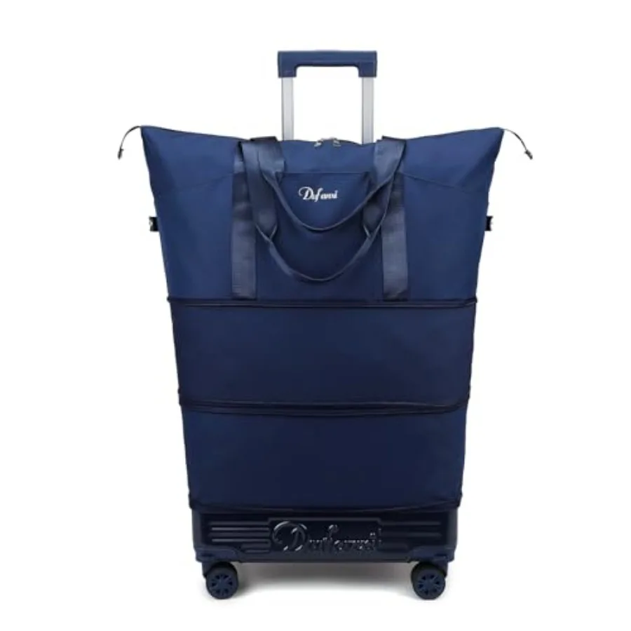 

Expandable Rolling Travel Bag with Removable Wheels and Handle, Large Capacity Wheeled Duffle Tote, Foldable Carry On Luggage f