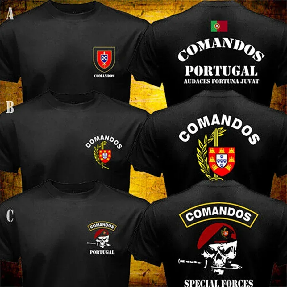 Camiseta de Comandos portugueses para hombre, camiseta personalizada de Comando de Portugal de algodón, camiseta con texto de logotipo de tu diseño, camiseta Unisex, camiseta de regalo