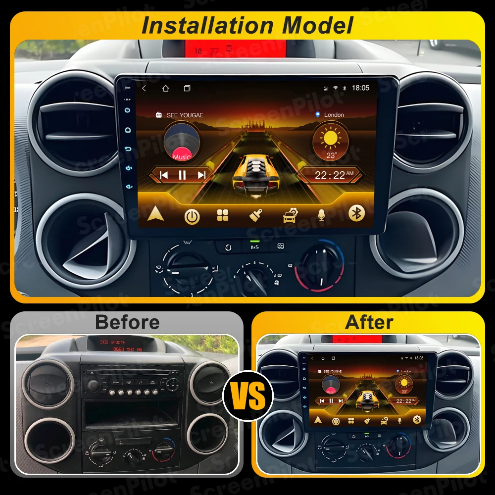 Android 16 For Citroen Berlingo B9 Peugeot Partner 2008-2019 Car Radio Stereo Head Unit  Multimedia Video Player GPS Navigation