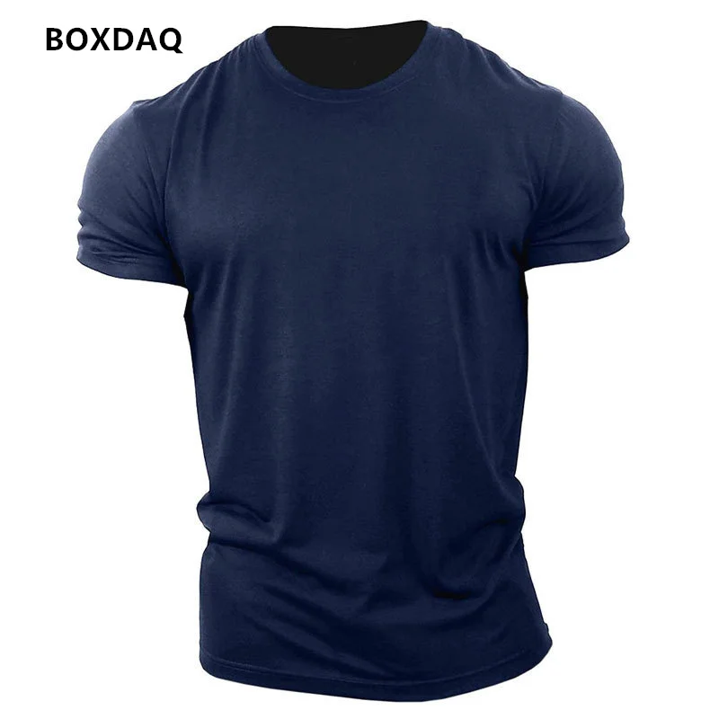 Solid Color Men Sports Style T-Shirts Short Sleeve O-Neck Running Fitness Sporty Tops Summer Gym Workout Casual T Shirt Big Size