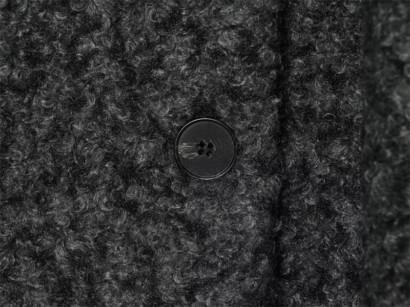 المرأة الجديدة ركاب الصوف مزيج معطف تويد وشاح قصير طوق الخريف والشتاء بسيط عارضة أزياء ملابس نسائية #5