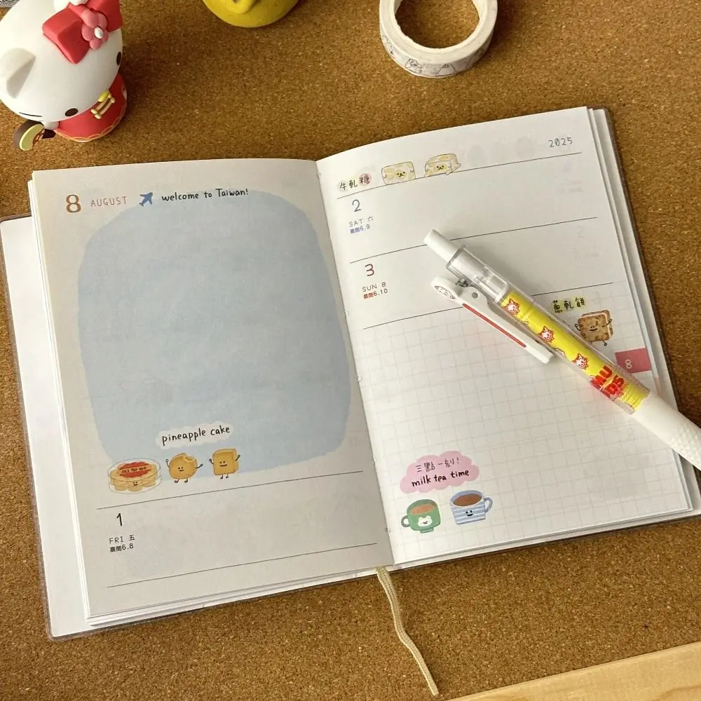 Cute Cartoon 2025 Planner Notebook Daily Calendar Color Inner Pages Diary Planner Notebook Portable Agenda Book Student