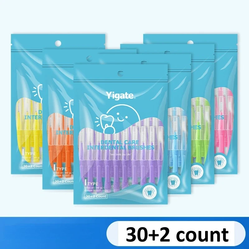 5×32Pcs/bag 0.4-1.0mmDental Slim Soft Interdental Brush Tooth Oral Hygiene Teeth Orthodontic Interdental Brush Tooth Cleaning
