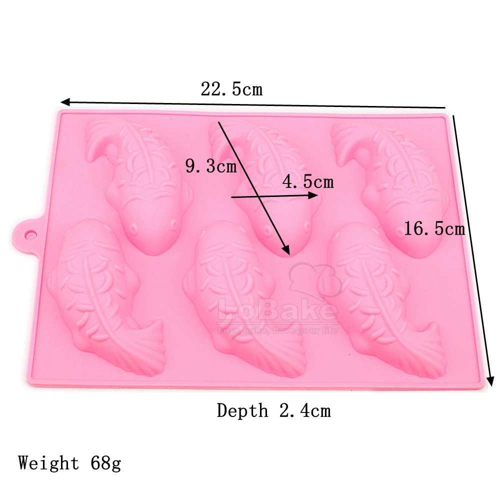 6 Well Fish Shape Pudding Model Horseshoe Cake Ice Mold Silica Gel Biscuit Mold DIY Goldfish Gypsum Mould Water Baby Models