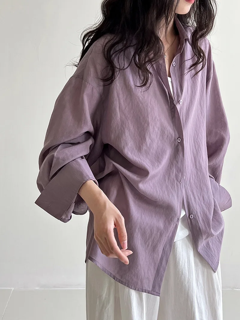 

Silk Back Split Strap Shirt Women's Summer Long Sleeve Sunscreen Thin Coat
