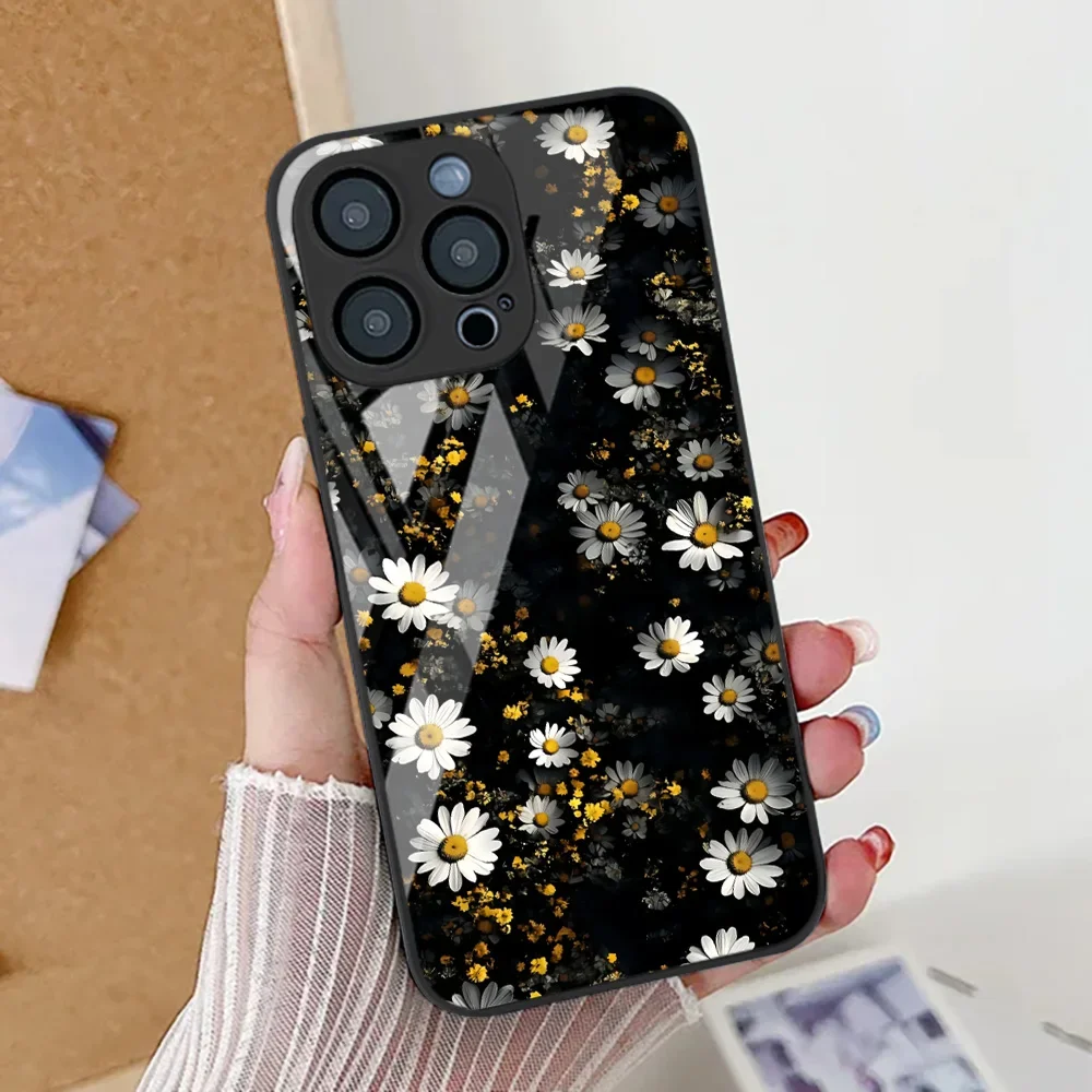

Daisy Flower Phone Case For iPhone 11 17 13 15 12 14 16 Pro Max 17 Air 16E 7 8 Plus XR SE 2020 2022 Tempered Glass Soft Cover