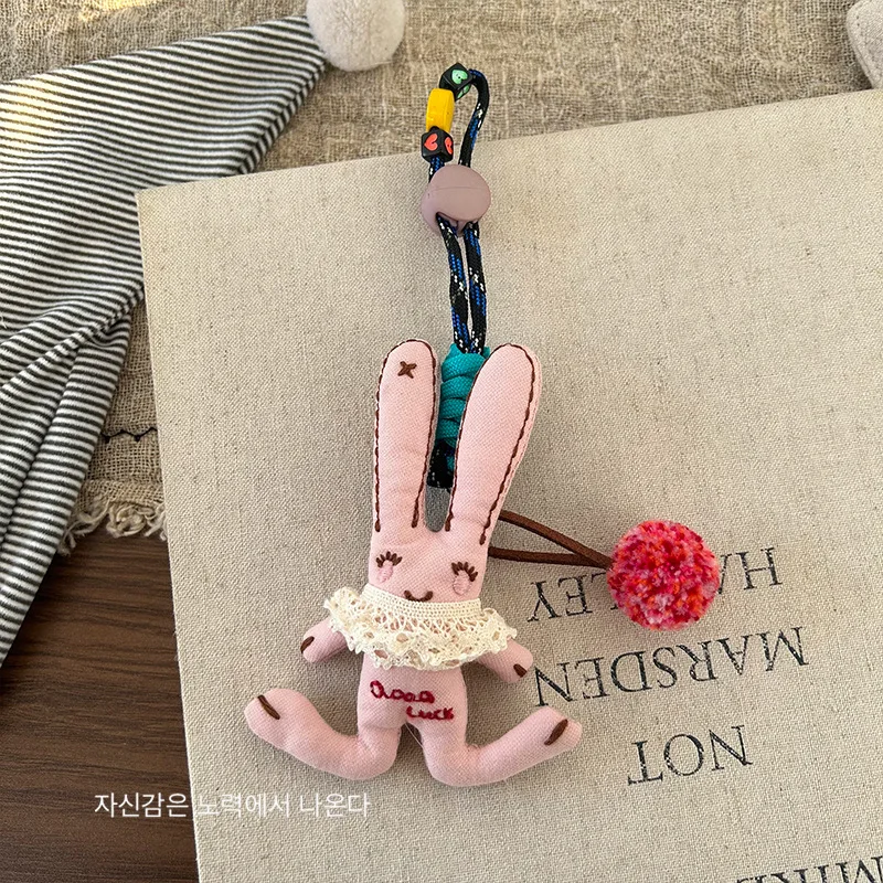 Bag Charm Cute Cartoon Bear Rabbit Cotton Filled Cloth Apron Cat Mermaid Brooch Keychain Pendant Multicolor Lightweight Small