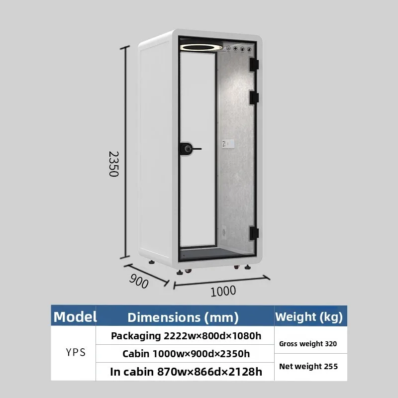 Mobile Rectangular Soundproof Room Silent Booth Phone Booth Office Meeting Room