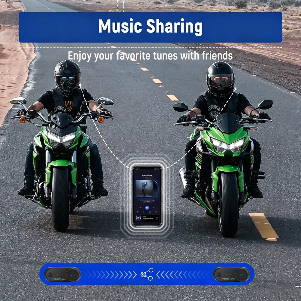 Group Motorcycle Helmet Headset Bluetooth Intercom Headphone Intercomunicador Music Share Freedconn T Com VB for Motorbike