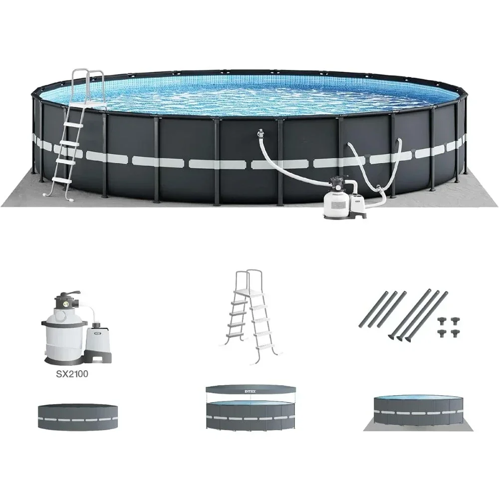 

Deluxe Above Ground Swimming Pool Set: 18ft X 52in – Includes 2100 GPH Cartridge Sand Filter Pump SuperTough Puncture Resistant