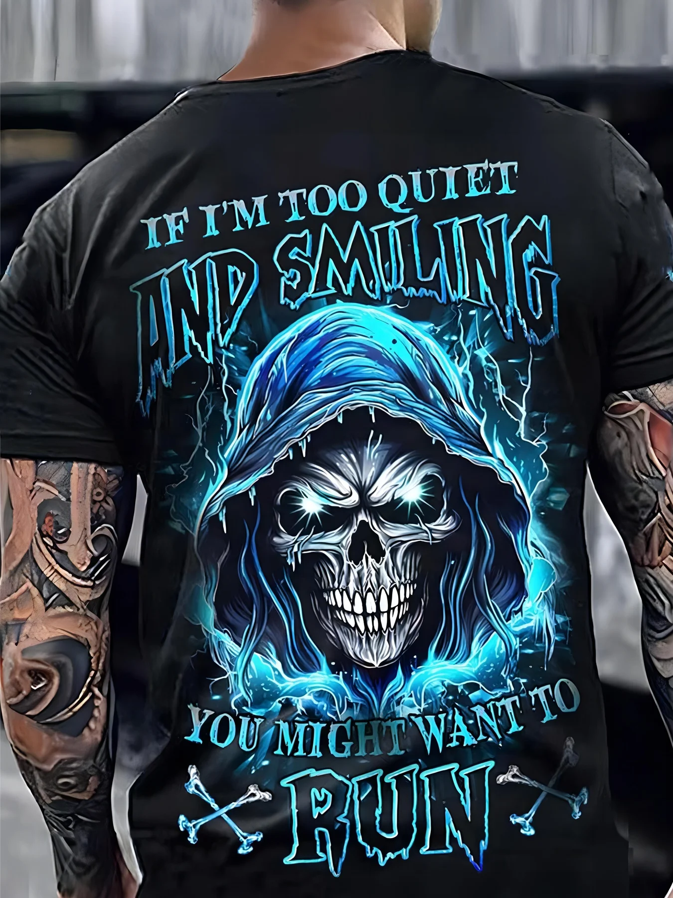 Fashion Skull 3D Digital Pattern Printing Men's Graphic T-Shirt, Comfort T-Shirt, Short Sleeve Pullover, Men's Summer Outdoo