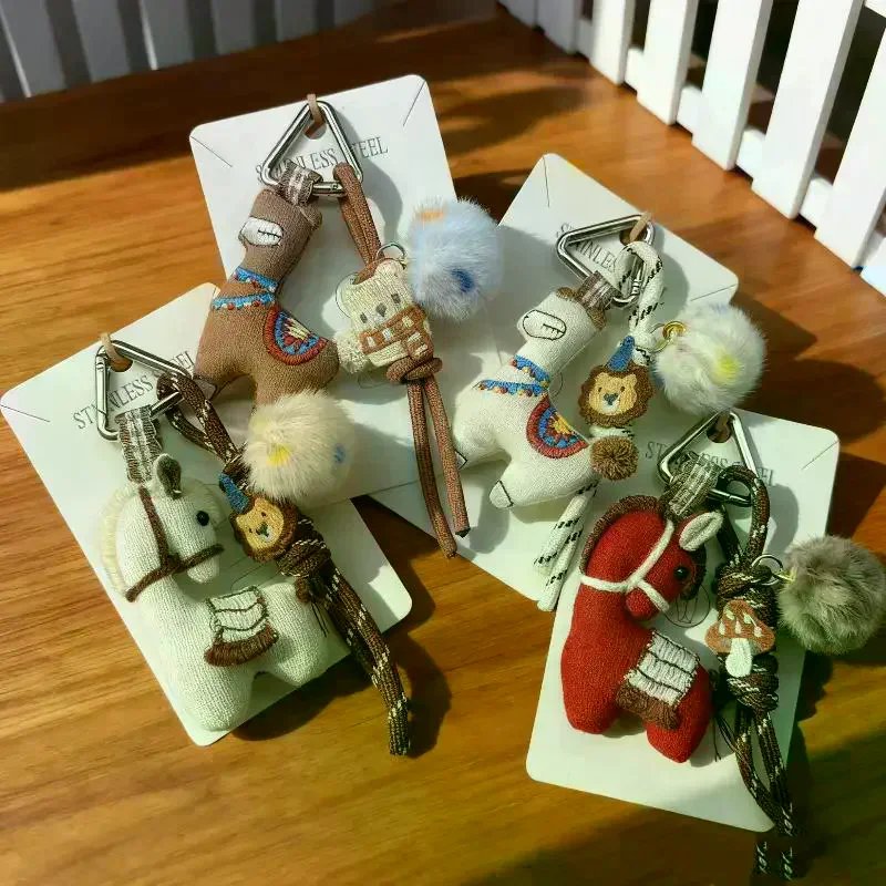 1 stks schattige pony alpaca pop sleutelhanger tas hanger dier pop sleutelhanger voor autosleutels accessoires creatieve geschenken