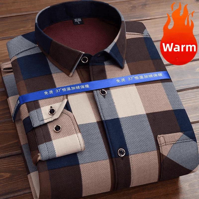 Large Size Shirt Top Autumn Winter New Casual Men\'s Fashion Long Sleeve Plaid Thick Warm Men\'s Casual High Quality Soft Shirt