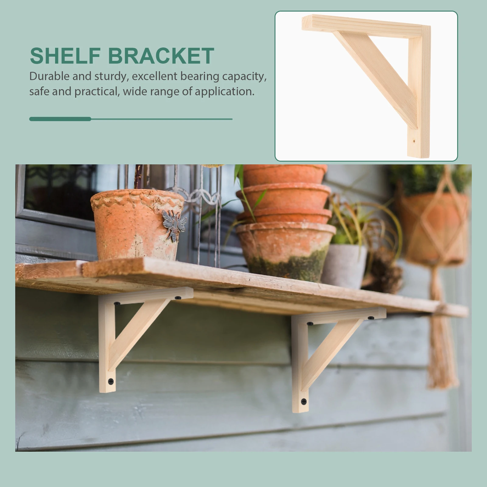 

Solid Wood Triangle Shelf Bracket 18x18cm Wall Mount Floating Shelves Durable Heavy Duty Adjustable Support Rack