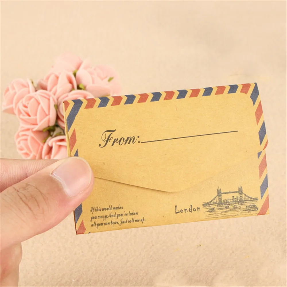 45pcs Retro Vintage Kraft Paper Envelopes Mini Cute Kawaii Cartoon Stationery Post Letter Envelope Back To School Office Gifts