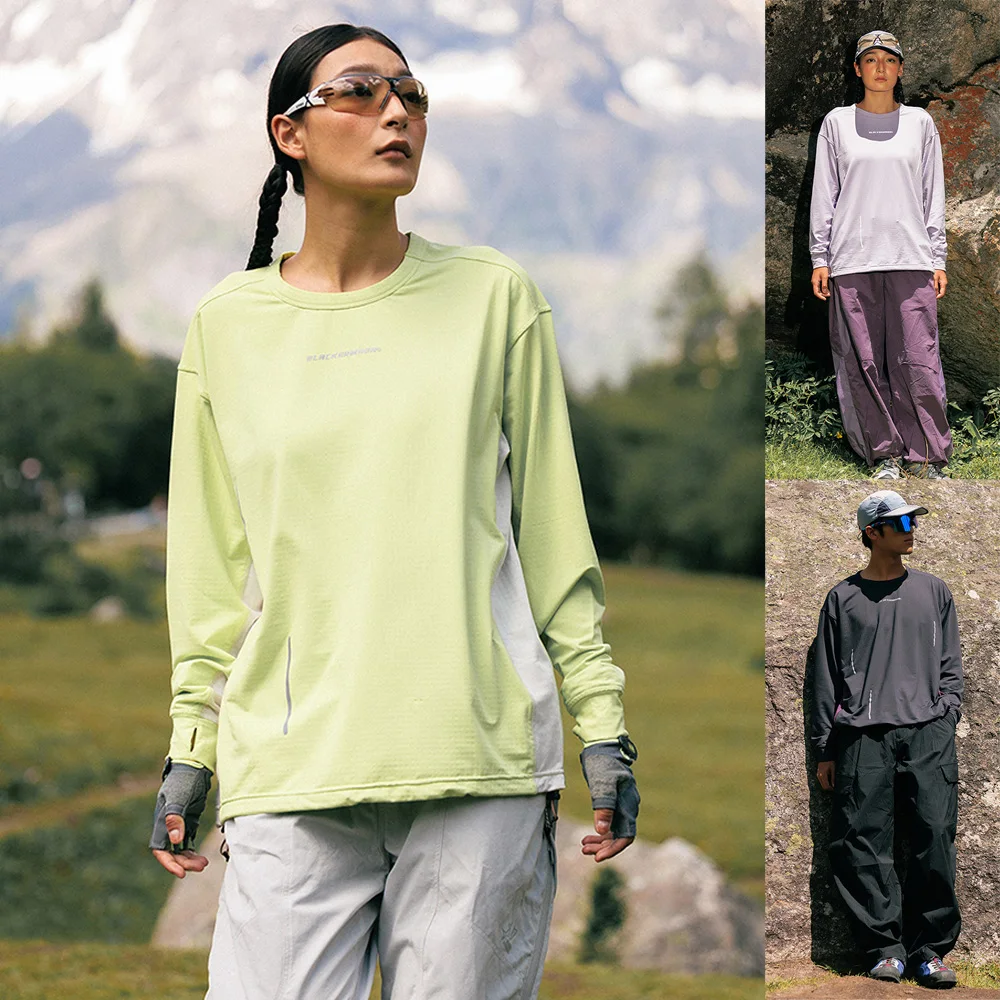 Herren Damen Frühling Herbst Outdoor Sport Stretch-Stoff Langarm Schnelltrocknend T-Shirt Unisex T-Shirts Leichte Sweatshirts Oberteile