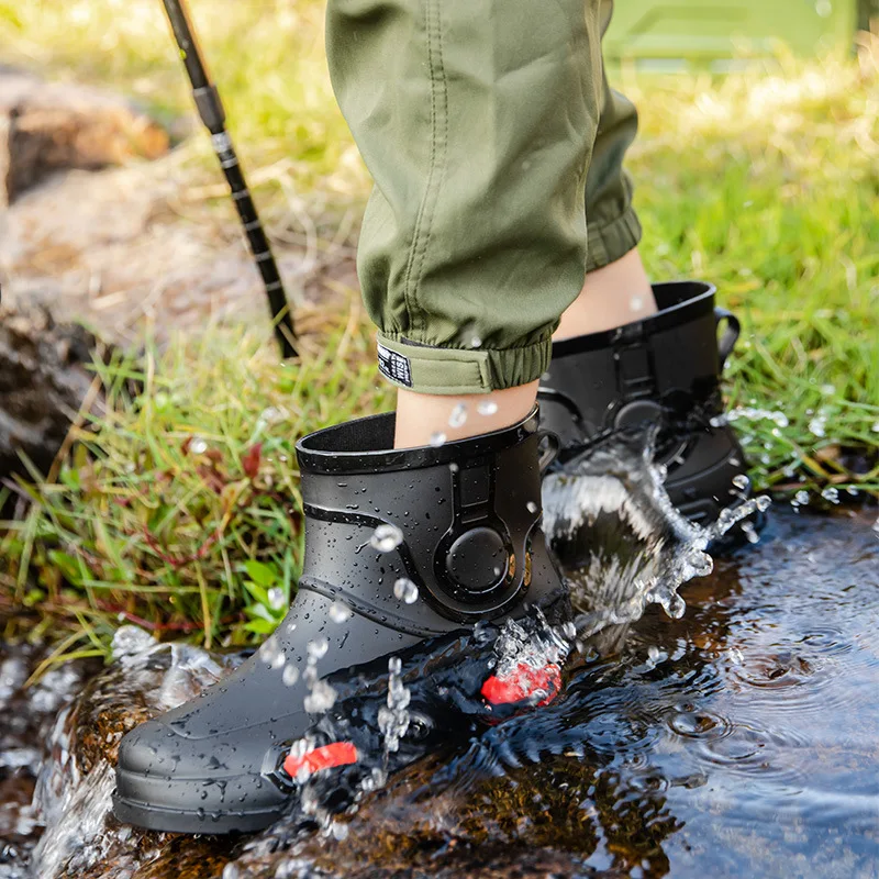 Men Rain Boots for Fishing Insulated Rubber Shoes Man Ankle Boot Waterproof Work Safety Galoshes Husband Non-slip Kitchen Shoes