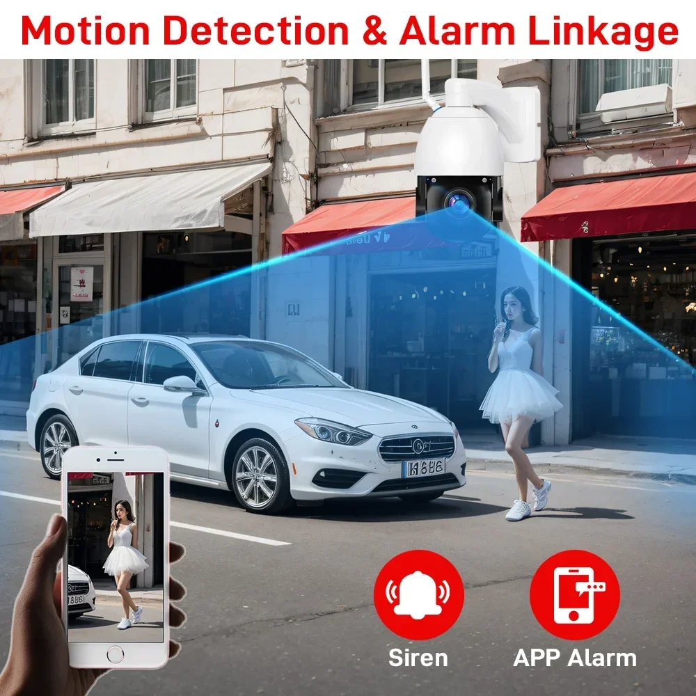 Rscamtom 8MP Fattoria Wireless Outdoor Camera Tracking PIR Rilevazione a infrarossi Visione notturna a colori Telecamera Ptz Zoom 50x