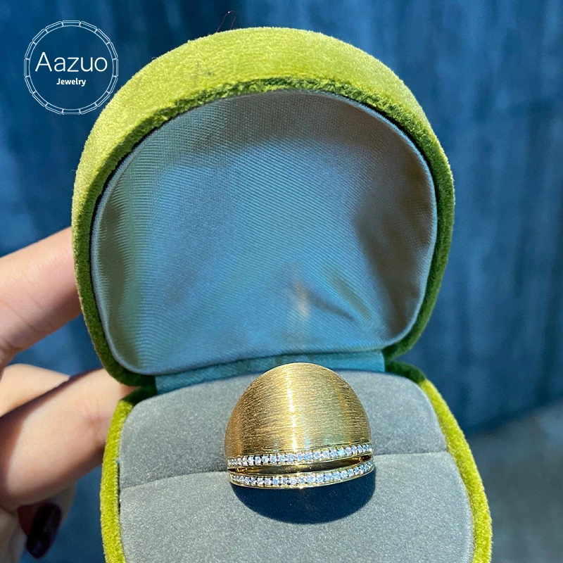 Aazuo Fashion Vintage Style 18K Solid Yellow Gold Real Diamond 0.20ct Ring Gift For Woman Deluxe Banquet Fashion Jewelry Au750