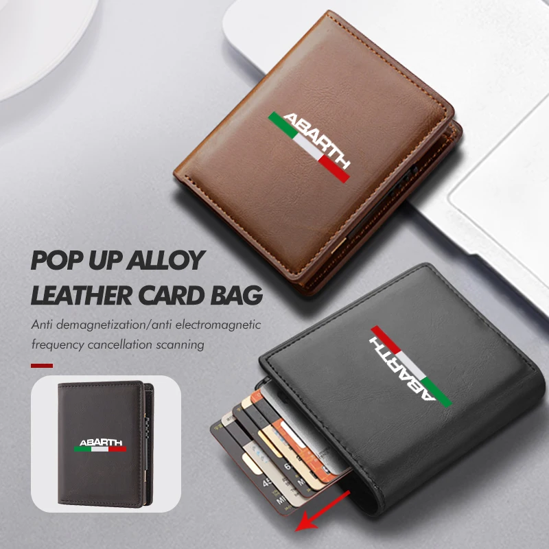 Car Credit Card Holder Thin Slim Men Women Pop Up Wallet Bag For Abarth 595 695 500 124 Spider 4S Panda 5CC TC