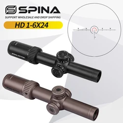 SPINA Optics 1-6x24  Compact Sight Glass Etched Reticle Red Poins Illuminated Tactical Hunting Riflescope For Real Rifle