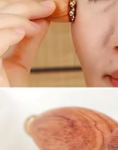 Lotus Seedpod Alat Gua Sha Wajah Kuningan & Rosewood Profesional Kecantikan Relaksasi Mata Titik Meridian Pijat Acupoint Genggam