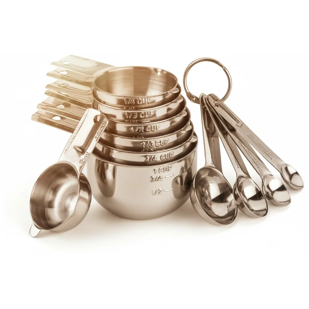 

Stainless Steel Measuring Cups and Spoons Set - Stackable 11-Piece Kitchen Essentials for Baking & Cooking