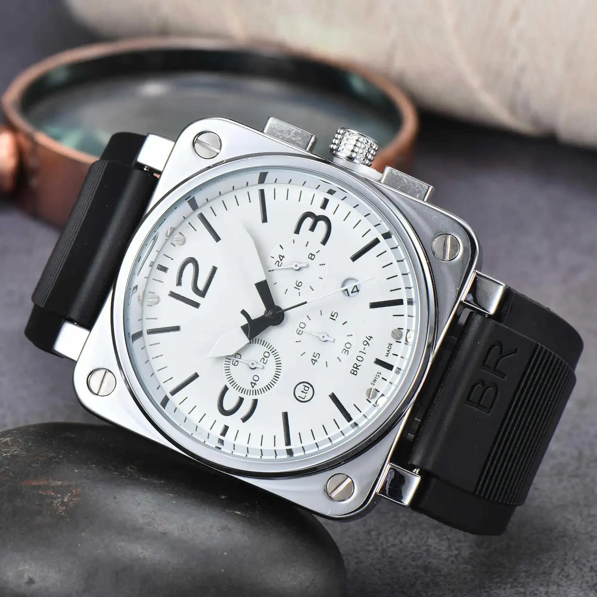 High-End BR Original Brand Watches For Mens High Quality Square Automatic Mechanical Watch Business Sports AAA Male Clock