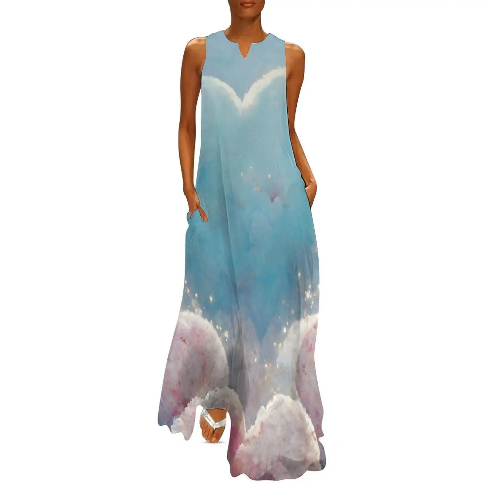 

Sparkling Pastel Heart Clouds in the Sky Long Dress Woman fashion elegant party dress for women 2025 wedding dresses for parties