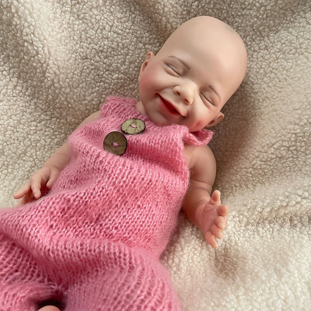 

18” Soft Floppy Full Body Silicone Reborn Baby Girl 6.1 lbs Handmade 3D Skin Chubby Newborn Doll for Collector Kids Toy
