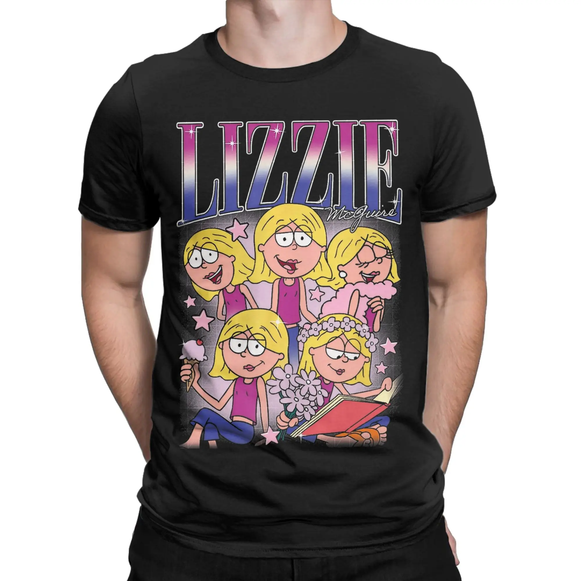 Men's T-Shirt Lizzies McGuires Vintage Pure Cotton Tee Shirt Short Sleeve  T Shirts O Neck Clothes Graphic Printed